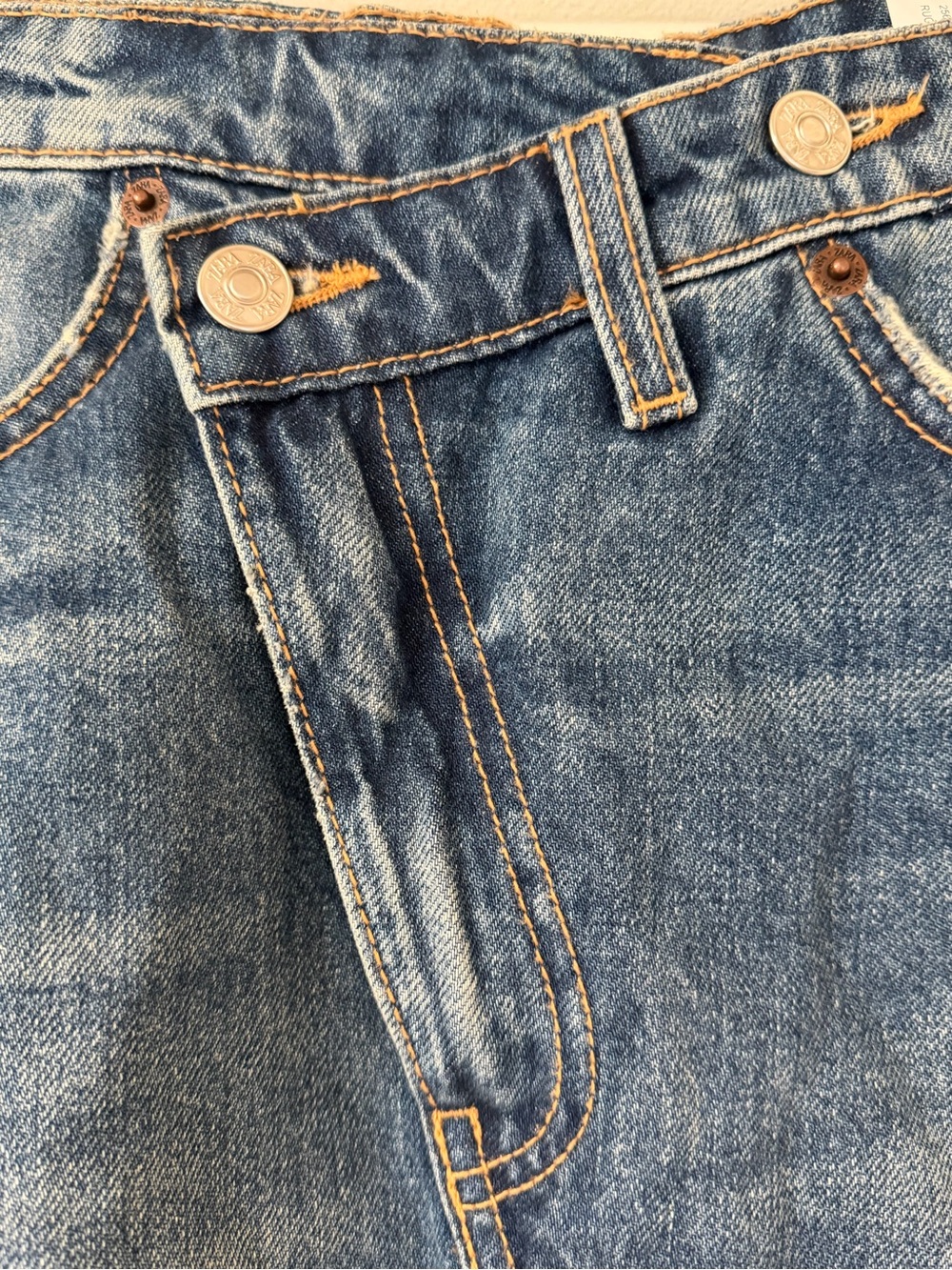 Zara Blue Denim Mini Skirt - Casual Five-Pocket Style - Picture 3 of 6